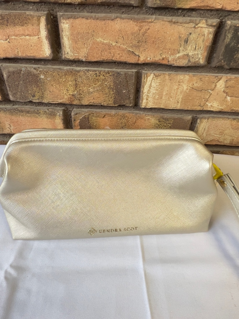 Kendra Scott Metallic Gold Cosmetic Pouch with Wrist Strap
